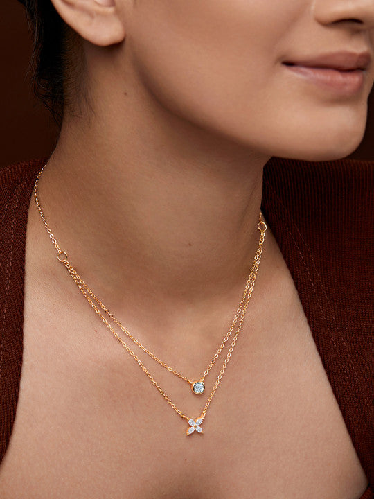 Brass Gold-Plated Stones Studded Layered Necklace