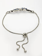 Rhodium-Plated Blue American Diamond Studded Wraparound Bracelet