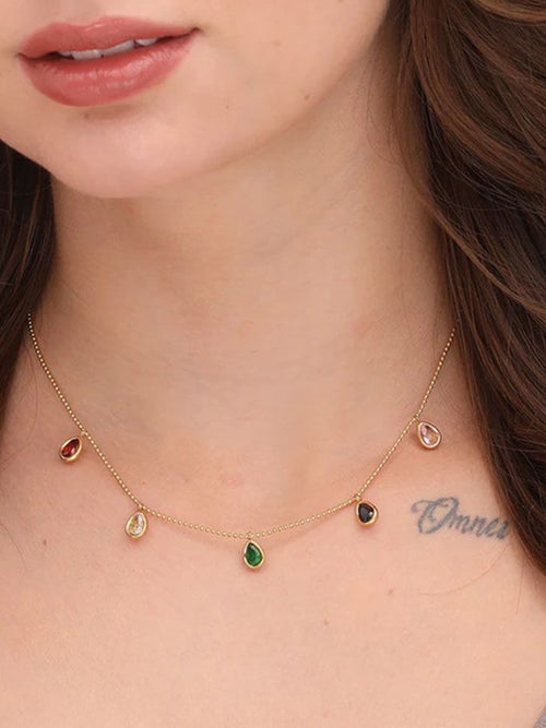 18K Gold-Plated Stainless Steel Cubic Zirconia Studded Minimal Chain