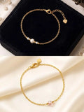 Women 6 Brass American Diamond Gold-Plated Charm Bracelet