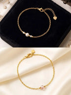 Women 6 Brass American Diamond Gold-Plated Charm Bracelet