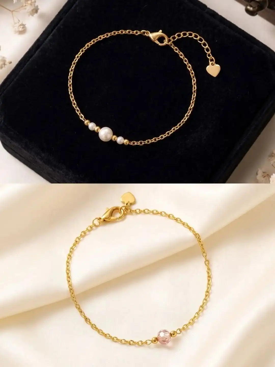 Women 6 Brass American Diamond Gold-Plated Charm Bracelet