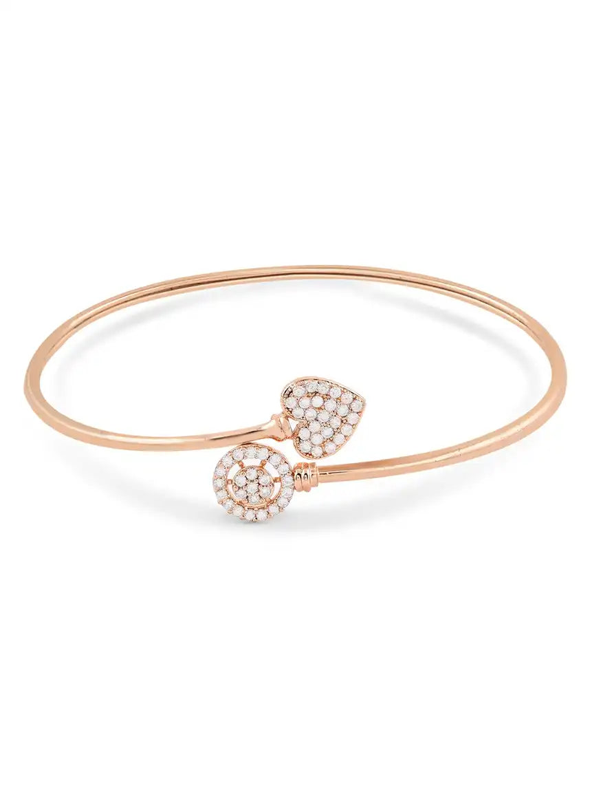 Women Rose Gold Brass Cubic Zirconia Rose Gold-Plated Kada Bracelet
