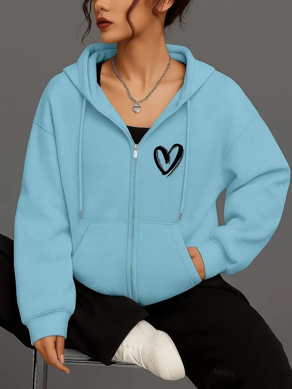 Women Printed Hooded Sweatshirt