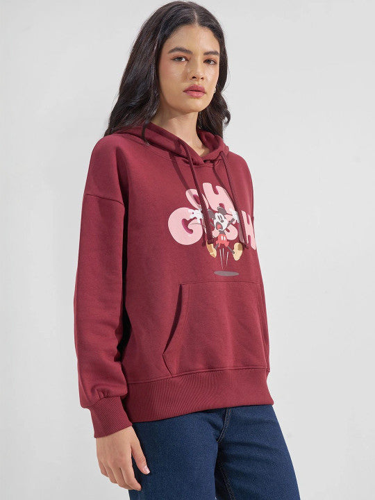 Women Printed Hooded Sweatshirt