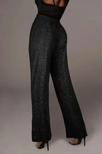 Black Shimmer Parallel Trousers