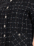 Checked Cotton Collarless Single-Breasted Blazers