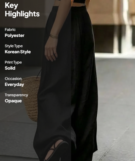 Black Solid Mid Rise Trousers