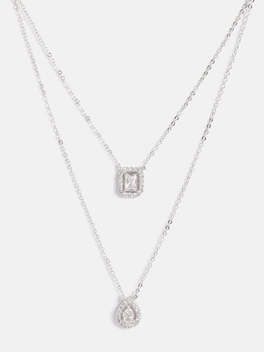 Silver-Toned Brass Silver-Plated Layered Necklace