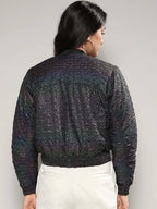 Black Self Designed Windcheater Tailored Jacket