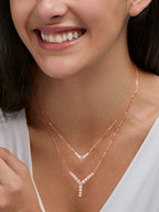 Rose Gold-Plated Stone Studded Layered Necklace