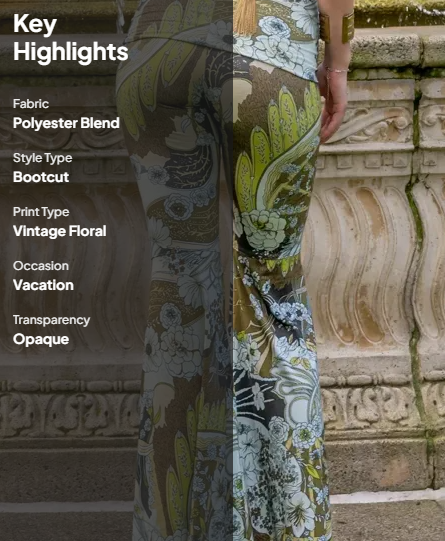 Olive Floral Bootcut Trousers