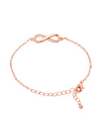Women White Gold Toned Infinity Shape Crystal Studded Charming Bracelet
