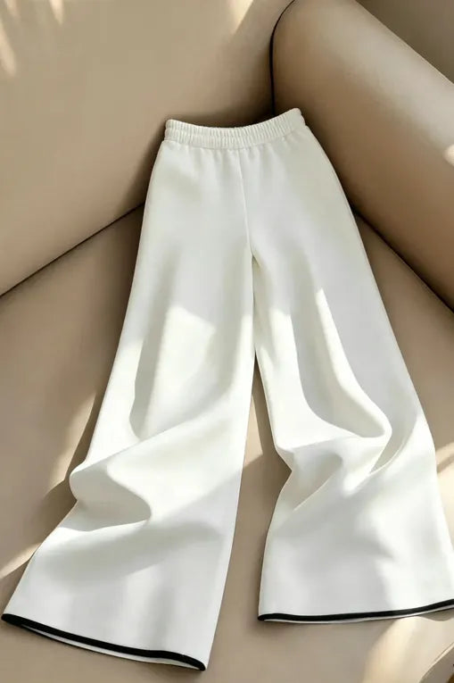 White High-Rise Pleated Pants