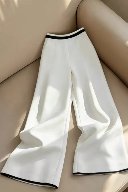White High-Rise Pleated Pants