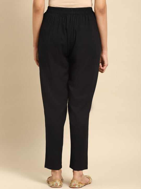 Women Relaxed Straight Leg Ethnic Trousers