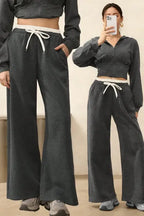 Dark Grey Solid Mid Rise Trousers