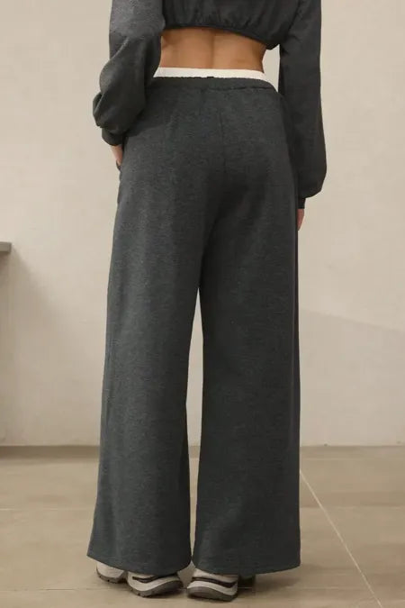 Dark Grey Solid Mid Rise Trousers