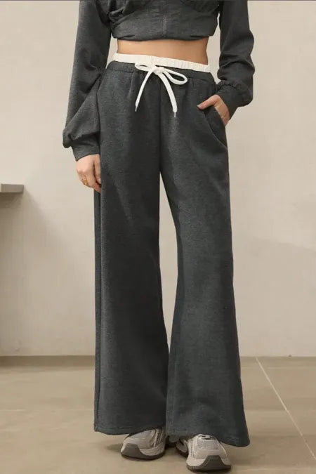 Dark Grey Solid Mid Rise Trousers