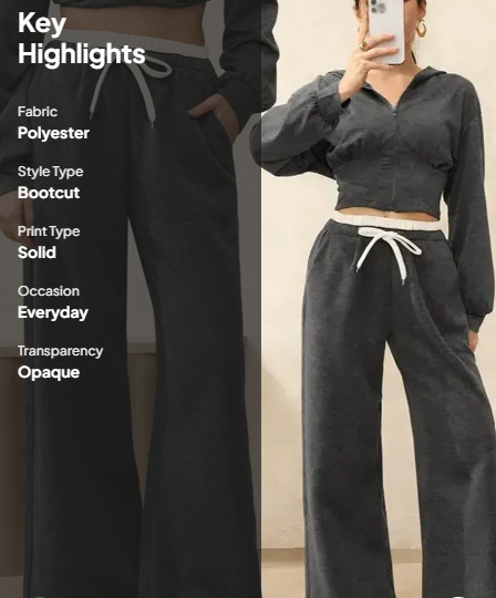 Dark Grey Solid Mid Rise Trousers