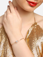 Women Rose Gold-Plated Cubic Zirconia Kada Bracelet