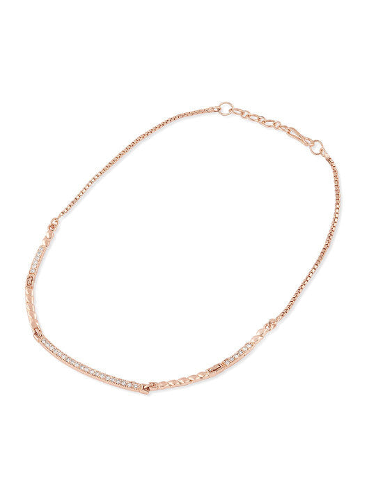 Brass Rose Gold-Plated Cubic Zirconia Necklace