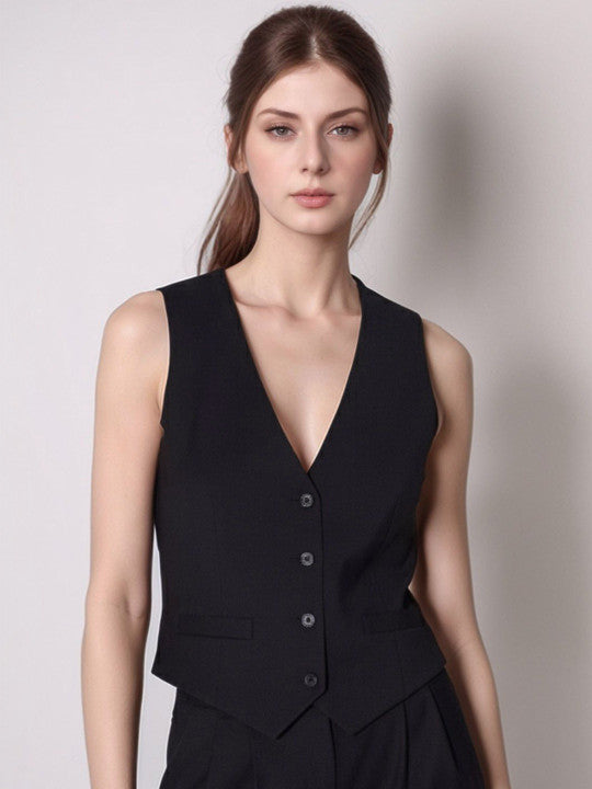 Sleeveless V-Neck Slim-Fit Waistcoat