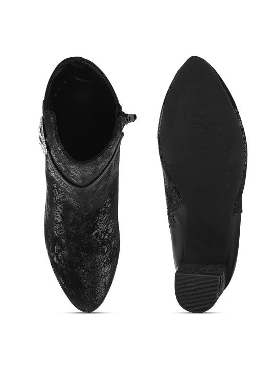 The Lifestyle Co Women Printed Pointed Toe Zip Boots