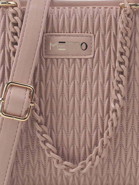 Textured Medium Structured Satchel Bag