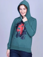 Women Printed Hooded Sweatshirt