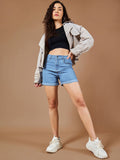 Regular Fit Mid-Rise Denim Shorts