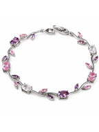 Women Silver-Plated Link Crystal Bracelet