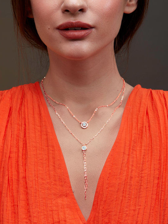 Rose Gold-Plated Stones-Studded Necklace