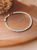 18K Gold Plated Cubic Zirconia Studded Statement Tennis Link Bracelet