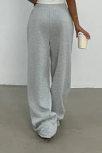 Grey Mid-Rise Embroidered Pants