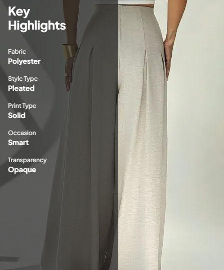 Beige High-Rise Pleated Pants