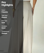 Beige High-Rise Pleated Pants