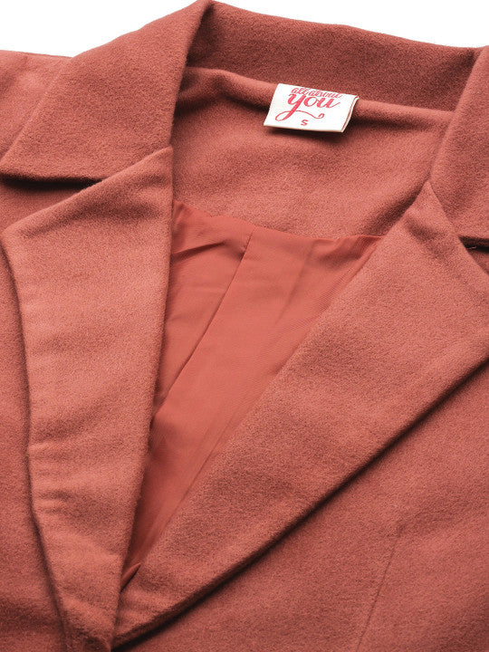 Women Mauve Solid Single-Breasted Casual Blazer