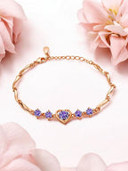 Women American Diamond Rose Gold-Plated Wraparound Bracelet