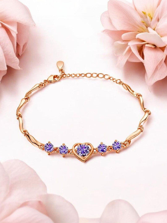 Women American Diamond Rose Gold-Plated Wraparound Bracelet