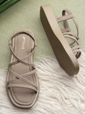 Strappy Open Toe Flats with Bows