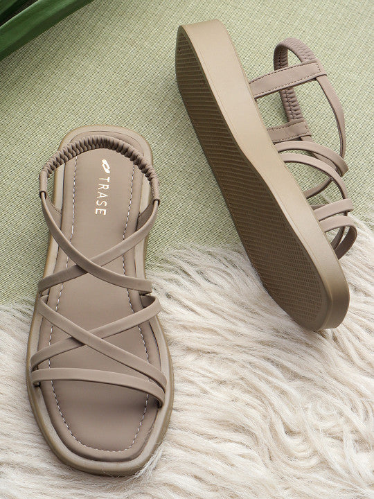 Strappy Open Toe Flats with Bows