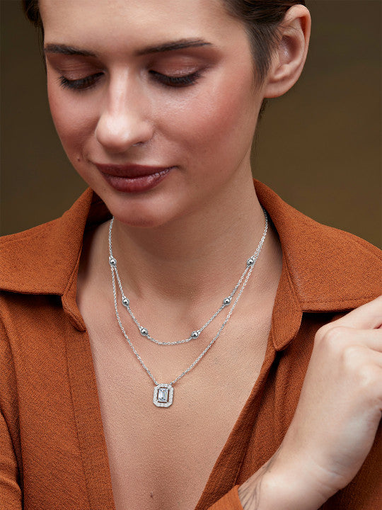 Brass Silver-Plated Layered Necklace