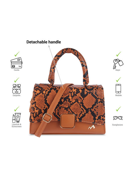 Abstract Detachable Strap Structured Handheld Bag