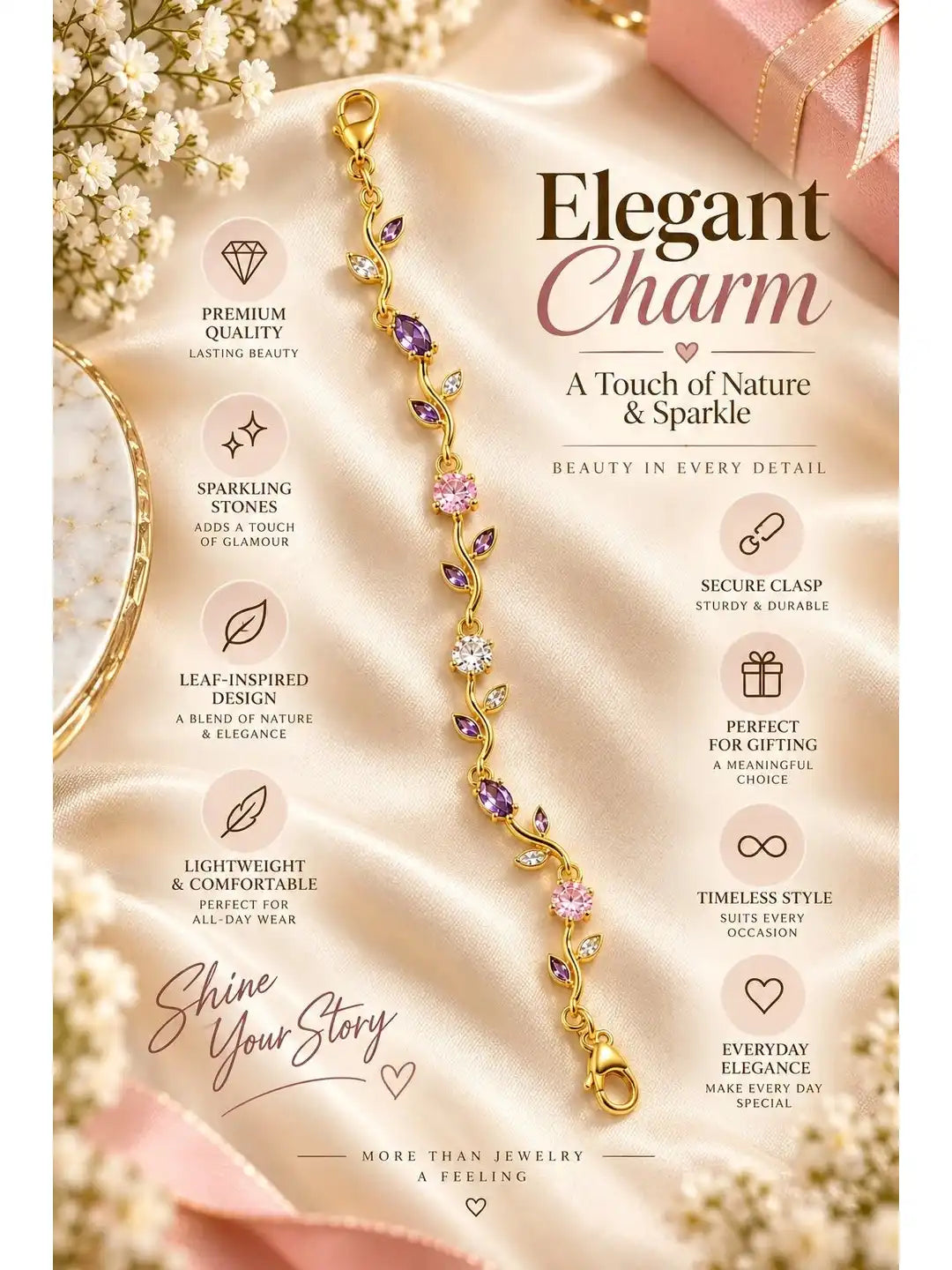 Women Gold-Plated Charm Bracelet