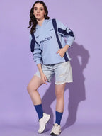Women Colourblocked Hooded Sweatshirt