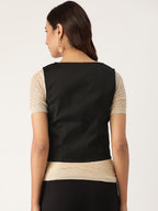 Women Black Solid Lightweight Waistcoat