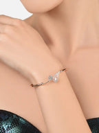 Women Set of 2 Rose Gold-Plated & White Brass Cubic Zirconia Kada Bracelet