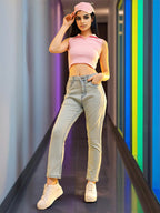 Women Straight Fit High-Rise Clean Look Stretchable Jeans