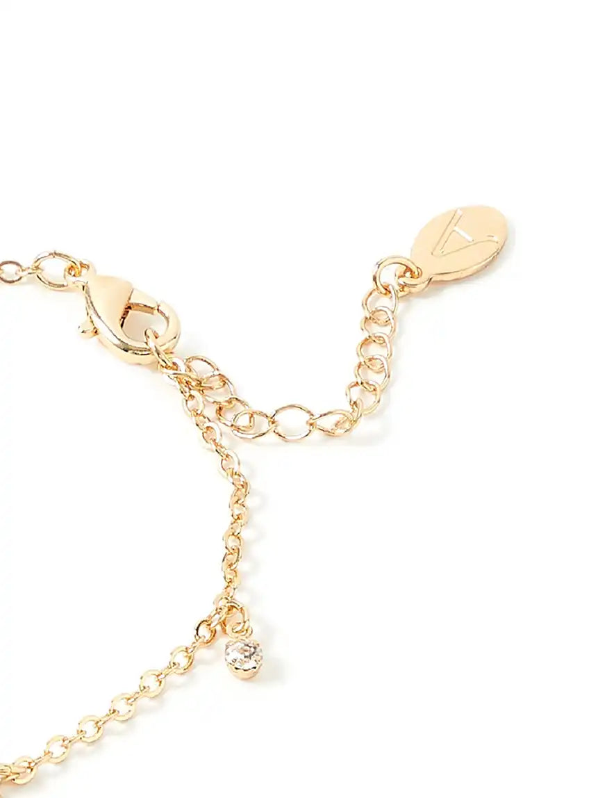 Women Gold Feather Charms Bracelet